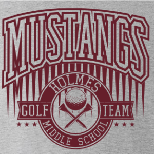 J.E. Holmes Mustangs golf custom screen printed sport grey shirt