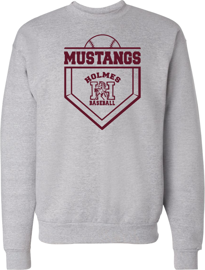 Holmes Baseball graphic on a Light Steel Crewneck Sweatshirt